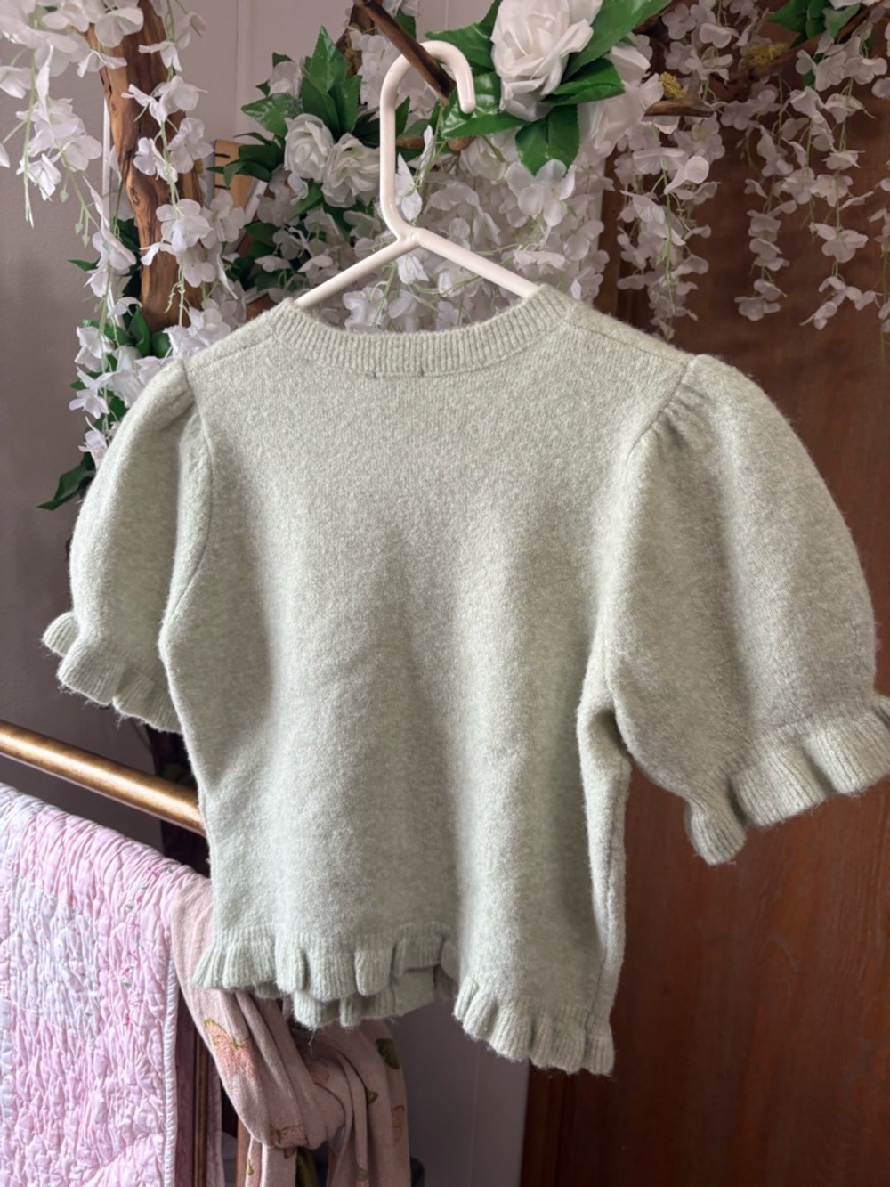 Rails Light Green Puff Sleeve Ruffle Cardigan - Picture 15 of 16